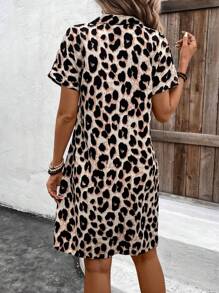 EMERY ROSE Leopard Print Casual Batwing Sleeve Dress, Summer,Summer Dresses For Women - Multicolor - View 2