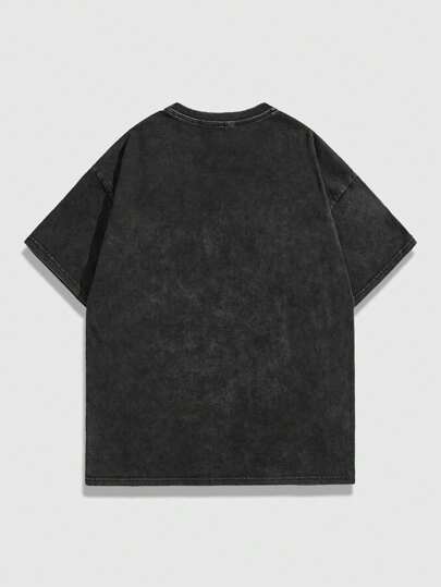 Street Life Men's Stir-Fried Snow Logo Slogan Printed Short Sleeve T-Shirt, Suitable For Daily Wear In Spring And Summer
