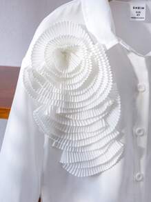 SHEIN Áo cánh thường ngày họa tiết hoa 3D cho bé gái màu trắng, thích hợp mặc hàng ngày, hoạt động ngoài trời, mùa xuân/hè - Màu xanh lam - Xem 3