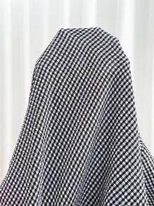 SHEIN Essnce 大码女装时尚返校服秋装女衬衫秋装教师服女复古服长袖格子衬衫休闲通勤秋季中长袖黑白格子宽松衬衫 - 黑與白 - 查看 7