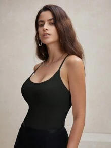 Anewsta Sexy Tight White Mid-Length  Seamless Camisole For Women Can Be Worn As A Bottoming