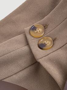 SHEIN MOD Women's Solid Color Simple Daily Style Long Pants - Camel - View 3