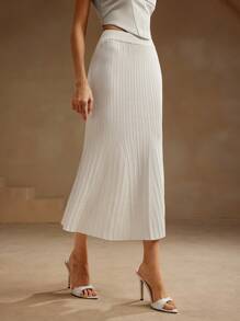 Anewsta Women Elegant Solid Color Mermaid Hem Sweater Dress, Spring/Summer