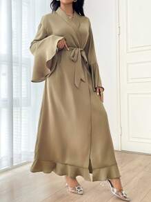 Modelyn Vestido maxi de manga larga de uso diario, de unicolor y elegante para fiestas y eventos, de manga campana