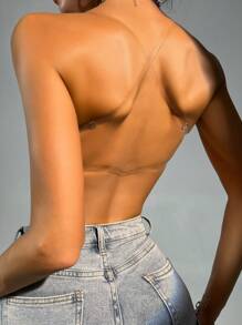 Women's Black Strapless Push Up Bra With Clear Back For Casual Style - Black - View 2