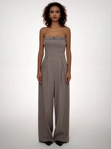 Forever 21 Fall & Winter Women's  Business  Casual Wide Leg Women  Jumpsuit Office Wear/Going Out Overalls Outfits - Grey - View 2