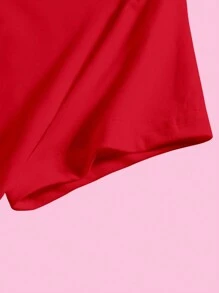 Flirla Áo thun nữ cắt ngắn màu xanh cờ Puerto Rico cho quần áo năm mới Áo thun họa tiết dành cho nữ - Đỏ - Xem 4