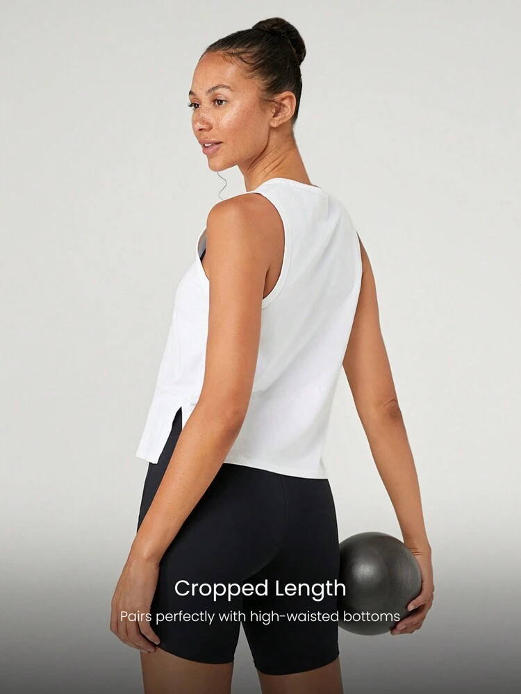 Pima Cotton Reflective Slit Tank Top Gym