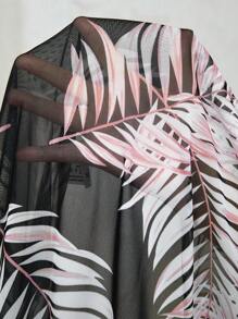 Swim Lushoire 大码女式随机印花简约日常罩衫夏季 - 黑與白 - 查看 6