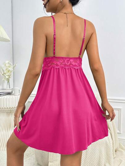 Elegante Kanten Patchwork Sleepwear Nightgown view 2