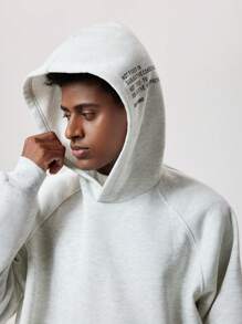 Forever 21 Men' Loose Hoodie In Light Grey With Text Print - Light Grey - View 4
