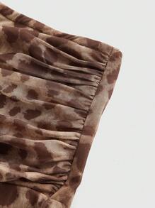 ROMWE J-Fashion Women's Summer Fashionable Leopard Print Mermaid Strapless Dress, For New Year