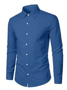 Camisa casual de unicolor para hombres, para primavera y verano / para ir al trabajo / la camisa favorita de papá