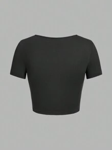 SHEIN EZwear 3入組休閒純色萬用方領短袖女士T恤，夏季完美穿搭 - 彩色 - 查看 10