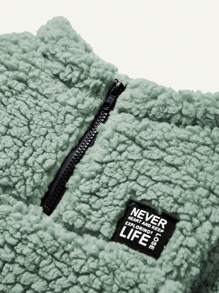 Cozy Pixies 男嬰立領墊肩抓絨衛衣+加厚褲兩件套 - 綠色 - 查看 2