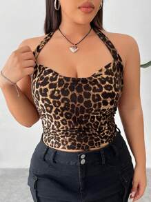 Hourglow Camiseta de tirantes de punto con estampado de leopardo para mujer talla grande, para silueta de reloj de arena, para el verano - Multicolor - Ver 6