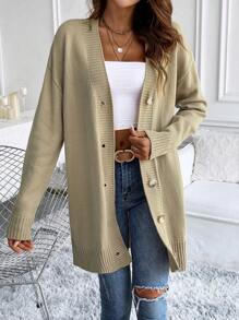 SHEIN Unity Khaki Strappy Button Front Shirt - Khaki - View 6