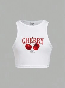 SHEIN Girlism 2pcs Tween Girls' Casual Comfortable Sleeveless Top And Utility Pants Set With Halter - Red - View 9