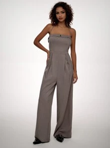 Forever 21 Fall & Winter Women's  Business  Casual Wide Leg Women  Jumpsuit Office Wear/Going Out Overalls Outfits - Grey - View 6