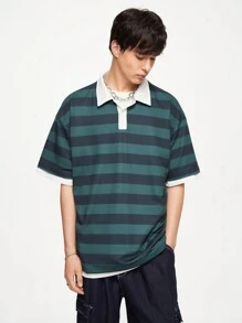 Manfinity Hypemode Men's Contrast Collar Polo Shirtback To School - Green - View 6