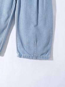 Baby Girls' Casual Cute Denim Overalls - Light Wash - View 4