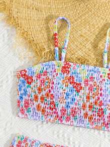 Conjunto de bikini para niña preadolescente (estampado aleatorio) para playa de verano - Multicolor - Ver 3