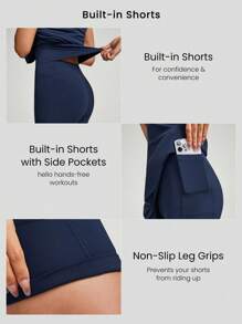 GLOWMODE FeatherFit™-Air Peekaboo Adjustable Racerback Square Neck Pocket Anti-Slip Powerful Dress With Built-In Shorts Light Support Low Impact Yoga Studio Summer Quick Dry Moisture Wicking