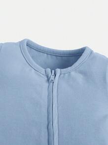 Cozy Pixies 新生嬰兒男童卡通動物圖案圓領長袖連身衣連褲套裝 - 藍色 - 查看 6