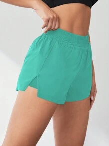 Gameset SHEIN Sport 女士夏季運動短褲，防光、瑜伽舒適，2合1設計 - 綠色 - 查看 6