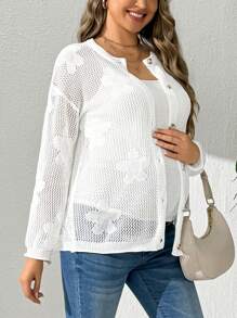 SHEIN Herbst/Winter Umstandsmode-kardigan, Schwangerschafts-Pullover mit Knöpfen für Frauen