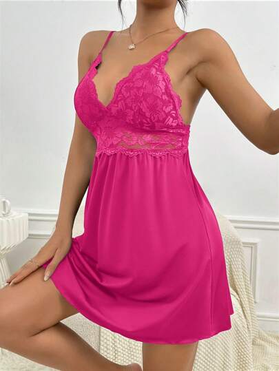 Elegante Kanten Patchwork Sleepwear Nightgown view 3