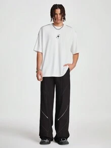 Manfinity NXTstreet 男士鬆直筒拉鍊褲 - 黑色 - 查看 6