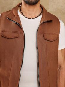 Manfinity Homme Men's Simple Daily Sleeveless Vest - Coffee Brown - View 4