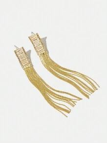 Twin Melody X SHEIN 1 par de aretes largos con borlas adecuados para uso diario de mujeres, citas, vacaciones, bodas