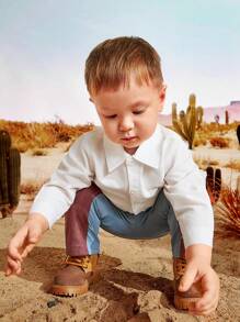 SHEIN Baby Boy Autumn Denim Shirt, Long Pants And Hat Set - Blue - View 6