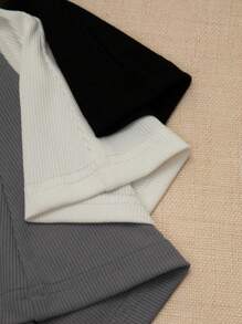 SHEIN PETITE 女士夏季方领休闲纯色背心组合图案 T 恤女士上衣