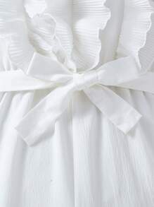 SHEIN Tween Girls White Jumpsuit With Wide Legs And Delicate Embroidery Lace For Summer Holiday Or