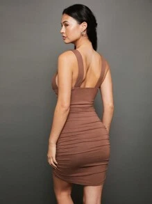 WESTFADE Robe mini à nœud sans bretelles - Marron - Voir 2