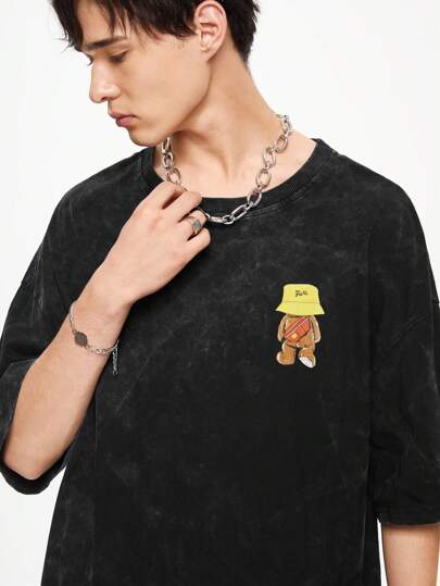 Manfinity Hypemode 男士夏季休閒圓領短袖卡通圖案洗水休閒T恤