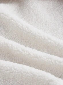 SHEIN MOD Sweat-shirt épais zippé, coupe ample, col montant, avec faux col de mouton et bordure en PU, pour l'automne/l'hiver - Blanc - Voir 9