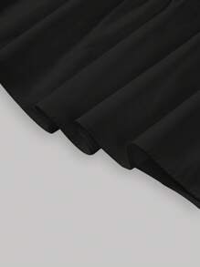 SHEIN MOD Chân váy xếp nếp cạp cao trơn - màu đen - Xem 3