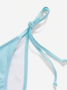 Swim Mod Conjunto de bikini de dos piezas sexy con tiras halter y nudo en la espalda para el top del conjunto de bikini y nudo lateral para el bottom del conjunto de bikini, ideal para playa de verano