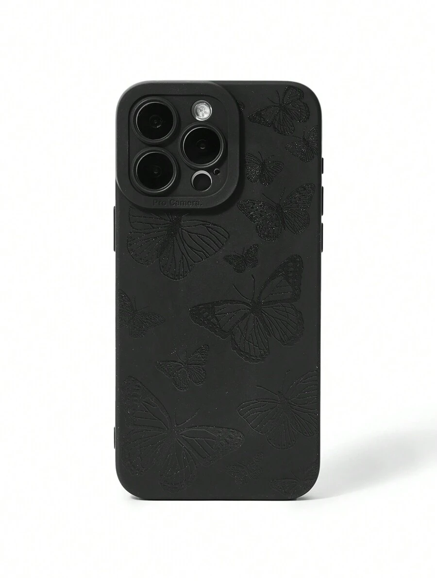 Hanna DaMes 艺术家深色蝴蝶印花黑色瞳孔相机保护手机壳与苹果 iPhone 兼容，节日 - 黑色 - 查看 1