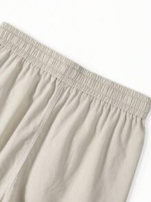 Manfinity Homme Men's Solid Color Drawstring Waist Pockets Casual Shorts - Apricot - View 8