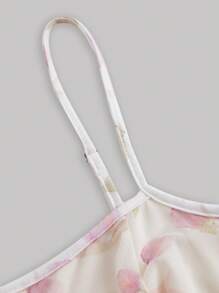 SHEIN MOD 女士郁金香印花粉色长款太阳裙、大下摆夏季连衣裙、毕业礼服、海滩女士连衣裙 - 紫羅蘭色 - 查看 3