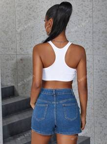 Jupe en jean pour femme avec poches, style casual et polyvalent, anti-transparence