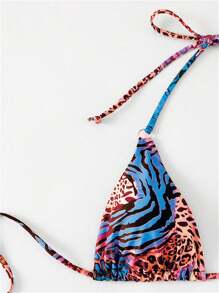 SHEIN Swim Set de 2 piezas de traje de baño de mujer con estampado animal, patrón impreso al azar para verano