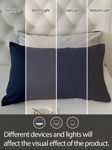 1pc Polyester Fiber Colorblock Envelope Pillowcase, No Insert Included, Bedroom Bedding, Dorm Decor. - Multicolor - View 5