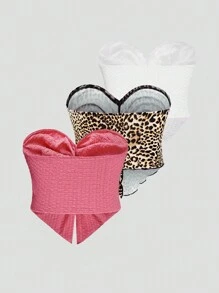 SHEIN Unity Women's Asymmetrical Hem Twist Design Strapless Tank Top (Multiple Colors) - Multicolor - View 2