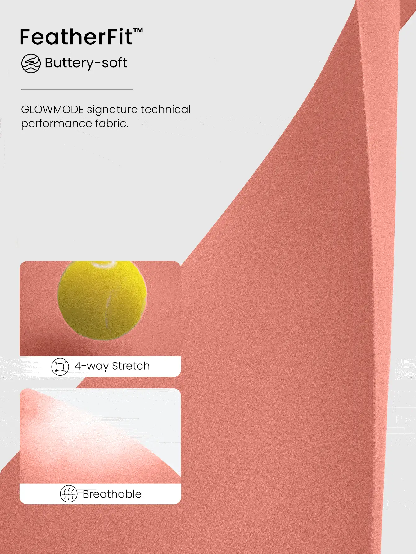 GLOWMODE 26 英寸 FeatherFit™ V 领绑带背部 Powerhold 背部紧身连体衣 低冲击瑜伽日常 - 珊瑚粉 - 查看 5